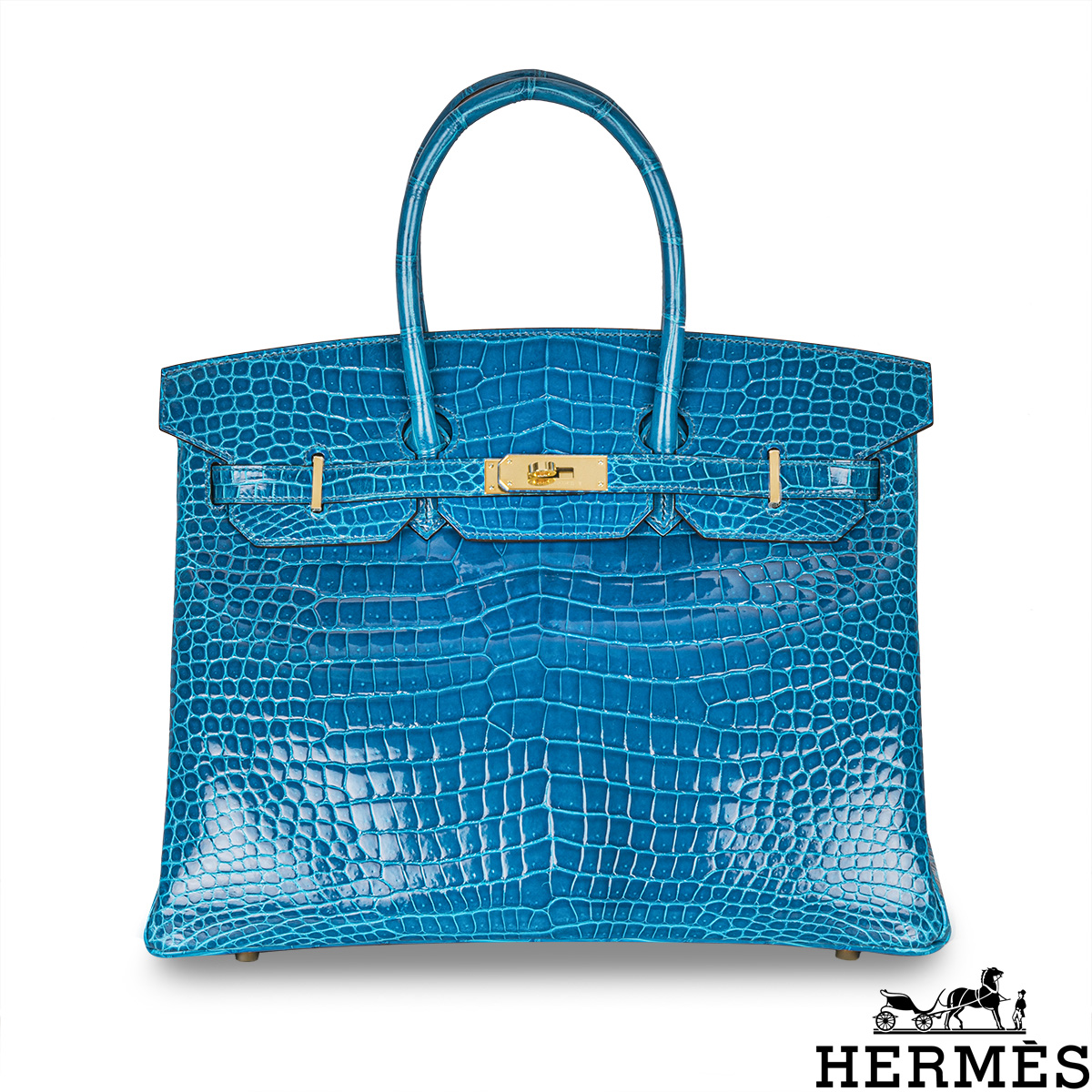 Hermes Birkin 35cm Dark Blue Shiny Croc PHW